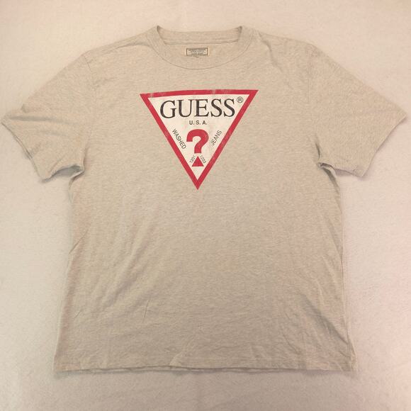 Guess Casual Graphic Short Sleeve Crew Neck T Shirt Mens Size Large L Gray - Picture 2 of 9